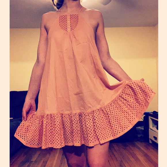 Free People 🌸 Calico Trapeze Mini Dress in Coral - Picture 4 of 4